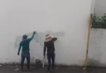 PM em parceria com a Prefeitura e Polícia Penal fazem operação para limpar inscrições criminosas em Cruzeiro do Sul