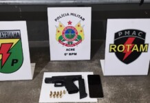 Em Cruzeiro do Sul, homem que se preparava para assaltar é preso com pistola