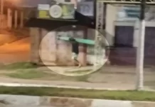 VÍDEO: homem é flagrado furtando luminária de praça pública em Cruzeiro do Sul