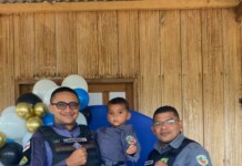 Guajará: Militares tornam aniversário de 3 anos inesquecível para menino fã da corporação no Gama
